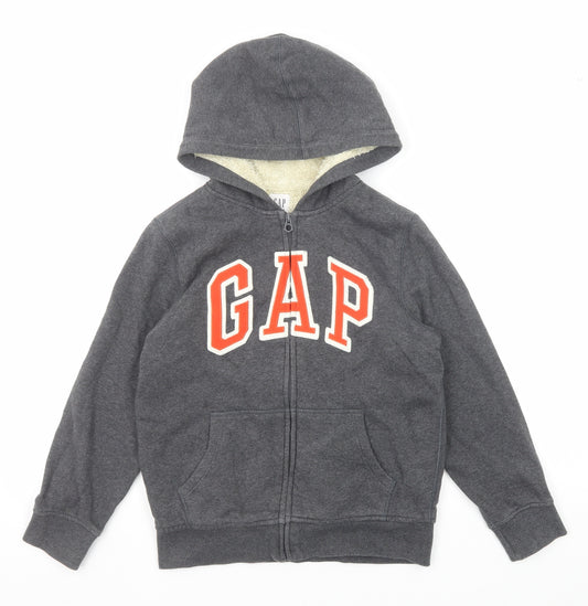 Gap Boys Grey Cotton Full Zip Hoodie Size L Zip