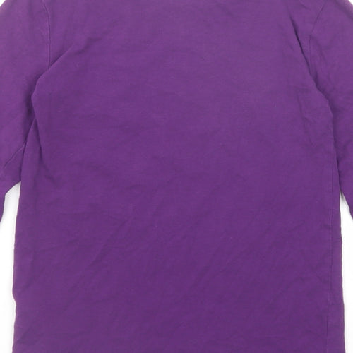 Gap Girls Purple Cotton Pullover T-Shirt Size 10-11 Years Boat Neck Pullover - Slogan