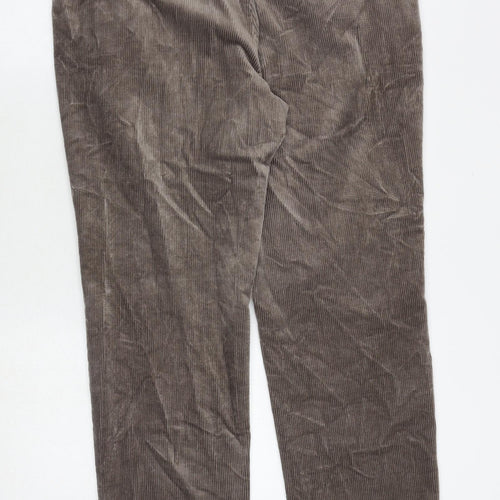 Marks and Spencer Mens Brown Cotton Trousers Size 34 in Regular Zip