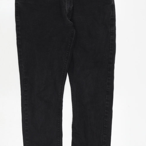 Marks and Spencer Mens Black Cotton Straight Jeans Size 30 in Slim Zip
