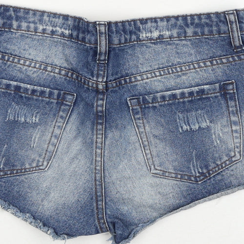 FOREVER 21 Womens Blue 100% Cotton Cut-Off Shorts Size 29 in Regular Zip - Crocheted Lace Front