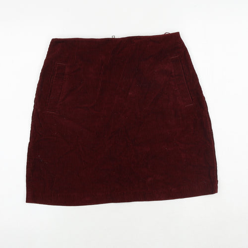New Look Womens Red Cotton Bandage Skirt Size 8 Zip