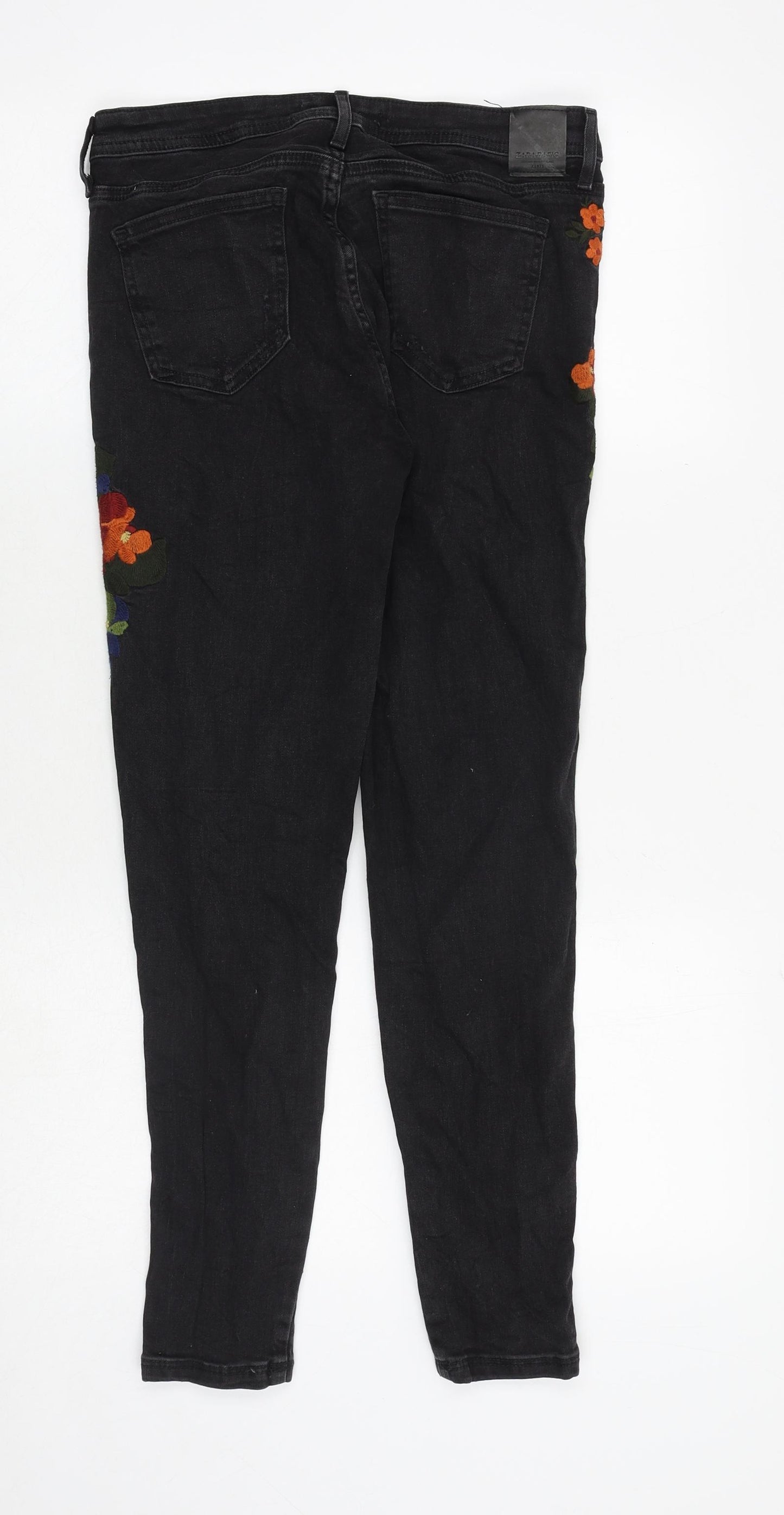 Zara Womens Black Cotton Skinny Jeans Size 10 Regular Zip
