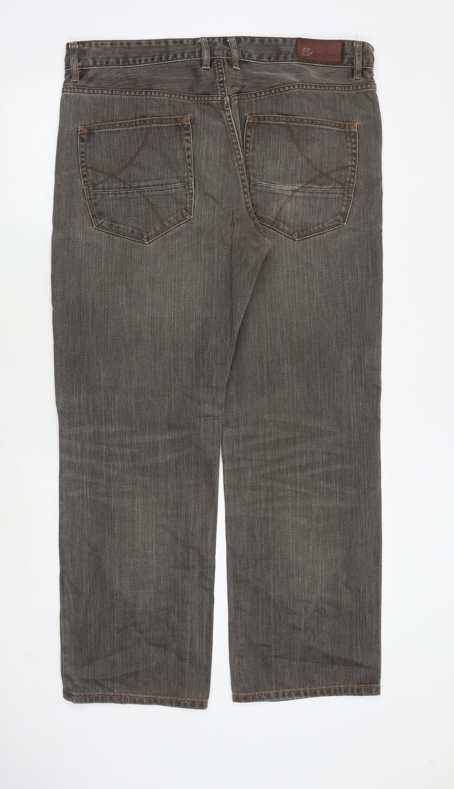 Debenhams Mens Grey Cotton Straight Jeans Size 38 in Regular Button