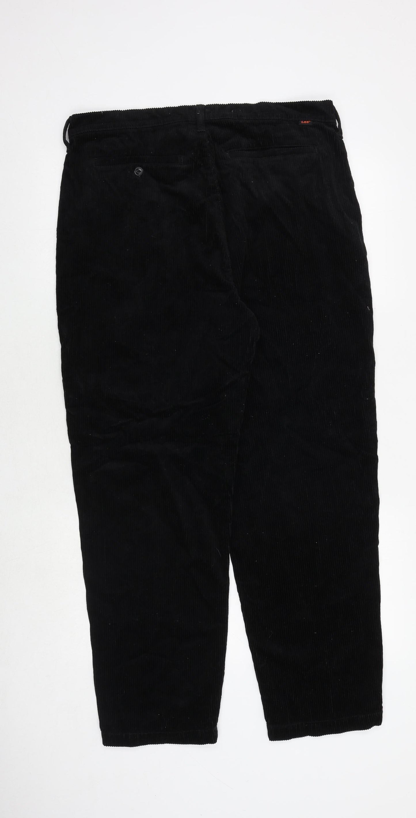 Lee Mens Black Cotton Trousers Size 32 in Regular Zip