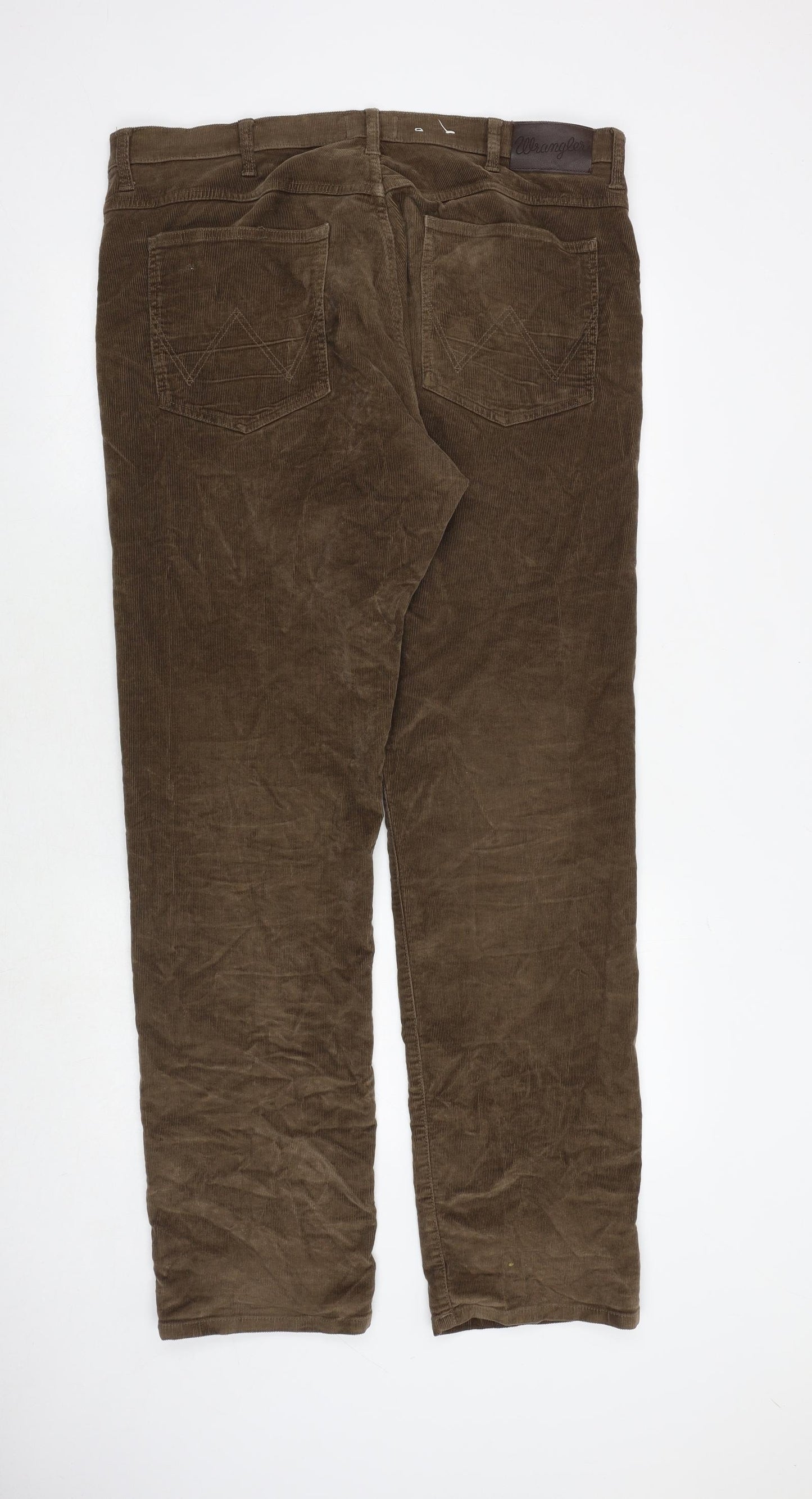 Wrangler Mens Brown Cotton Trousers Size 38 in Regular Zip