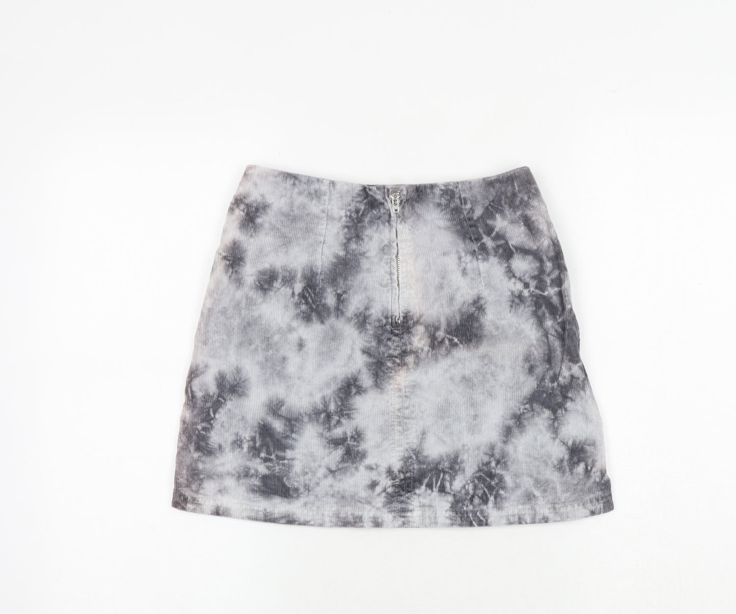 BDG Womens Grey Geometric Cotton A-Line Skirt Size XS Zip - Tie Dye Pattern