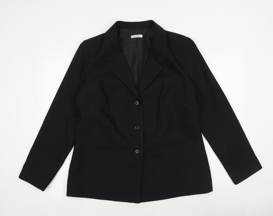 Damart Womens Black Polyester Jacket Suit Jacket Size 16