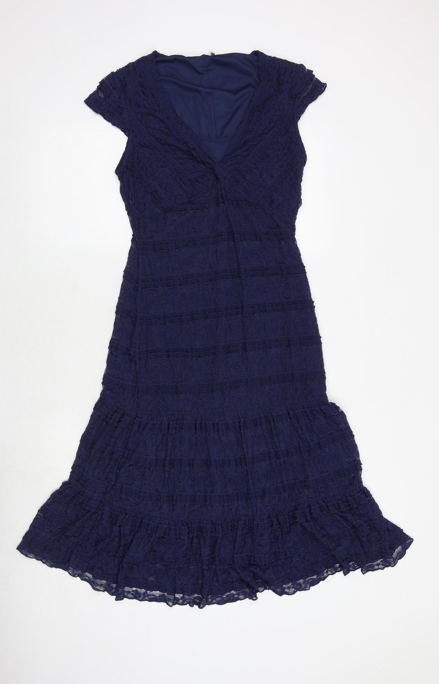 Mint Velvet Womens Blue Polyester Trapeze & Swing Size 10 V-Neck Zip