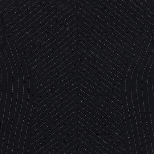 Offshoot Womens Black Striped Polyester Jacket Blazer Size 16