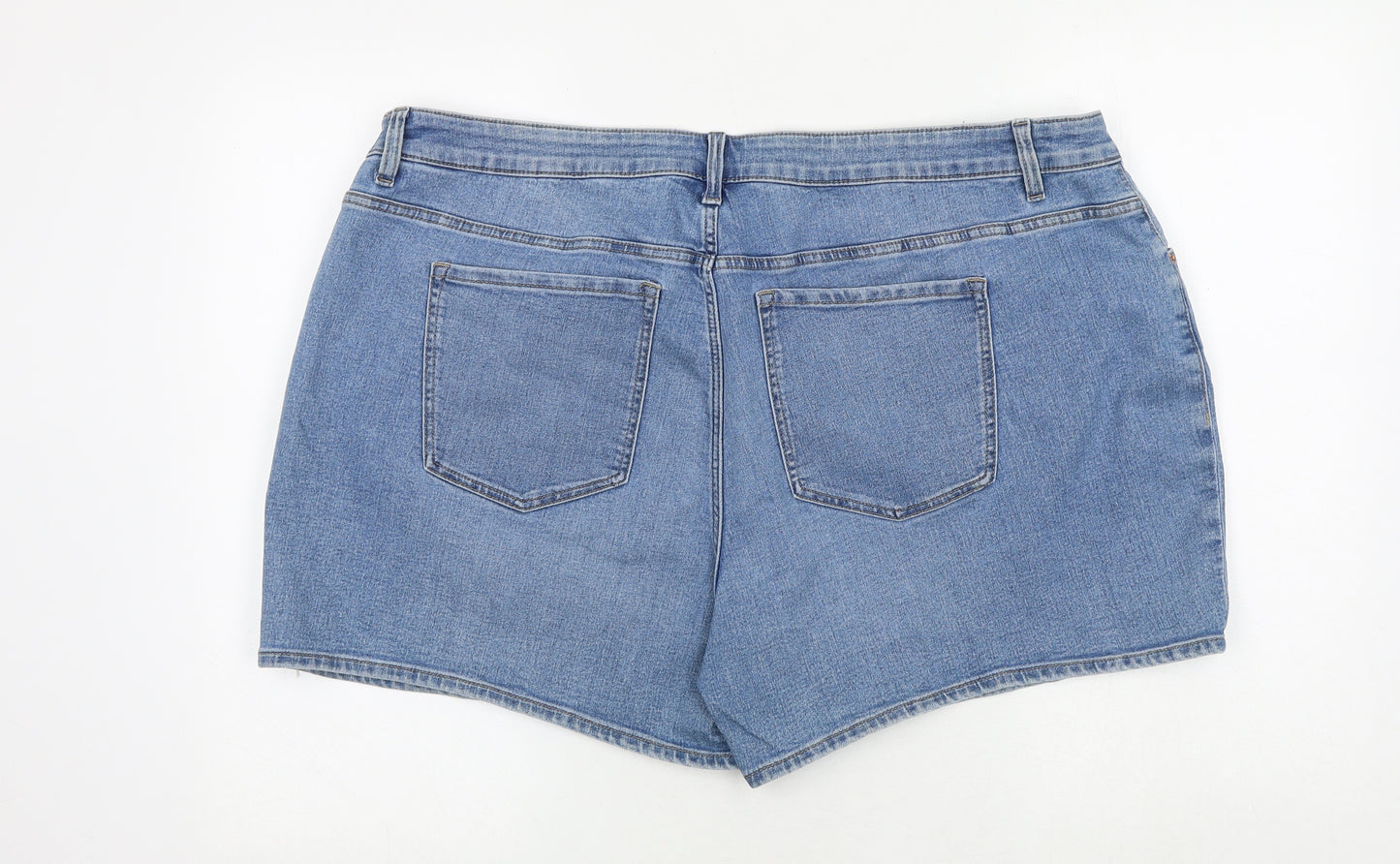 Marks and Spencer Womens Blue Cotton Mom Shorts Size 24 Regular Zip
