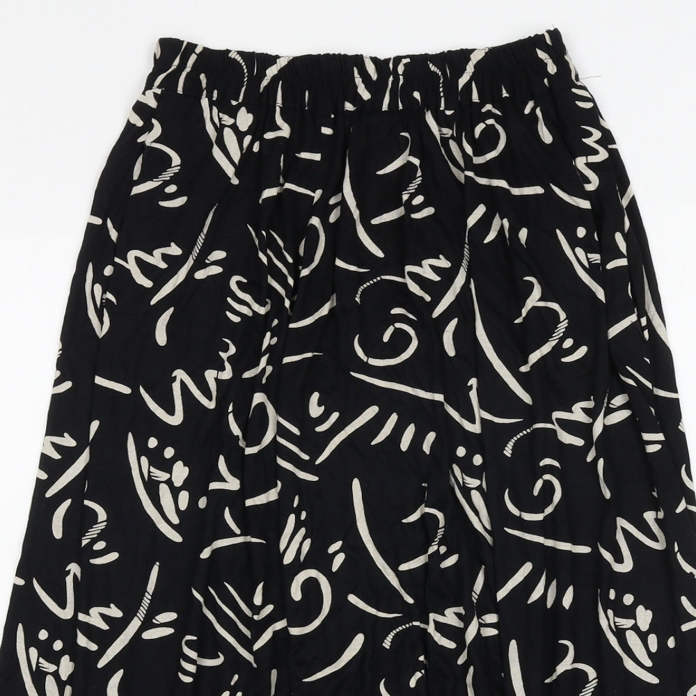 Windsmoor Womens Black Geometric Viscose Peasant Skirt Size M