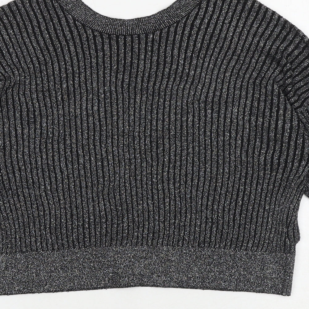 Topshop Womens Grey V-Neck Acrylic Pullover Jumper Size 10