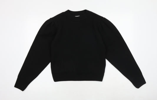 Topshop Womens Black Round Neck Acrylic Pullover Jumper Size S