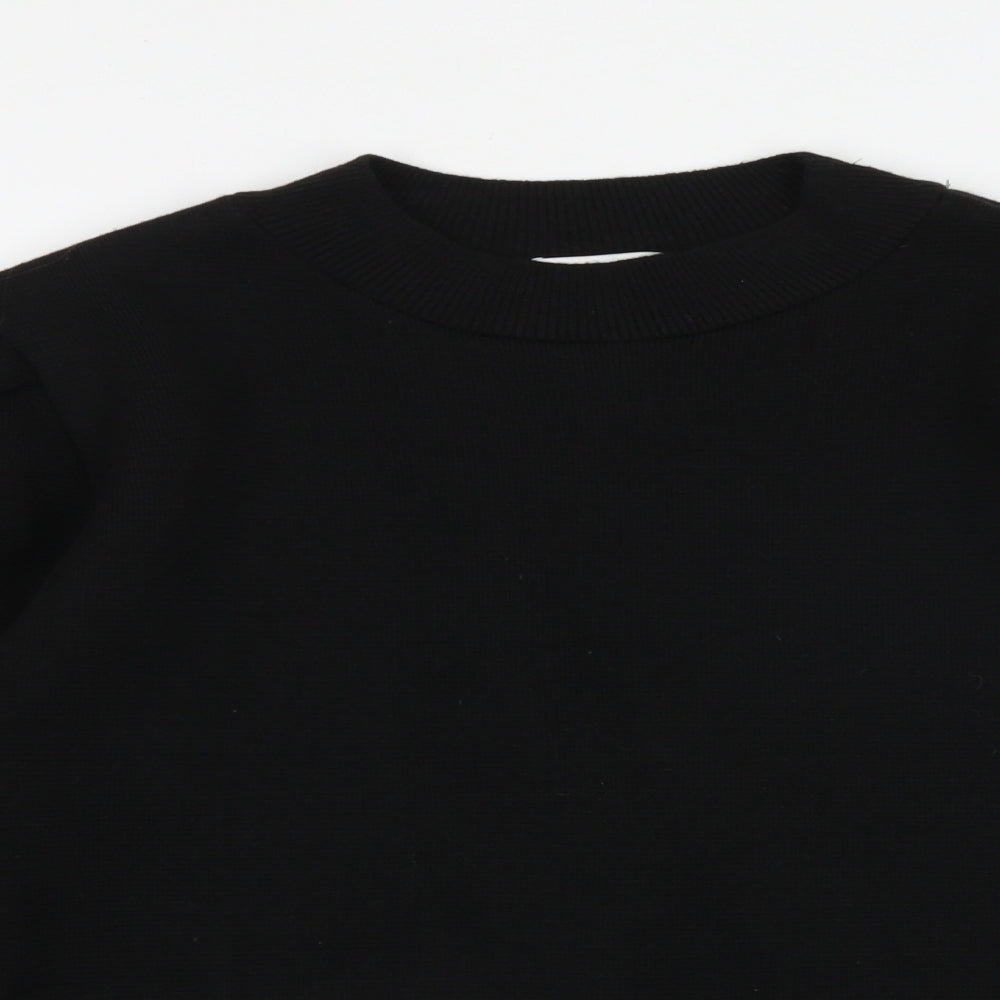 Topshop Womens Black Round Neck Acrylic Pullover Jumper Size S