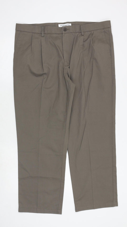 Amazon Mens Grey Cotton Dress Pants Trousers Size 40 in Extra-Slim Zip
