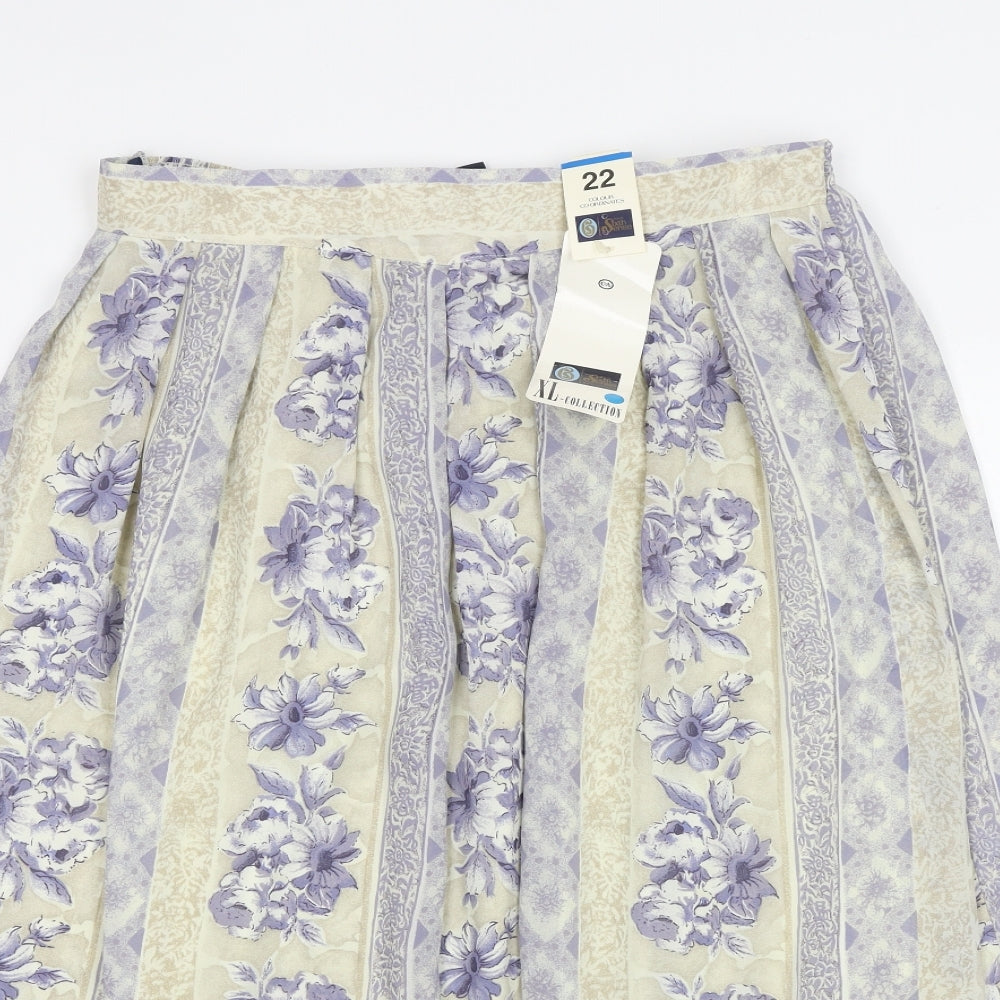 C&A Womens Multicoloured Floral Polyester Pleated Skirt Size 22