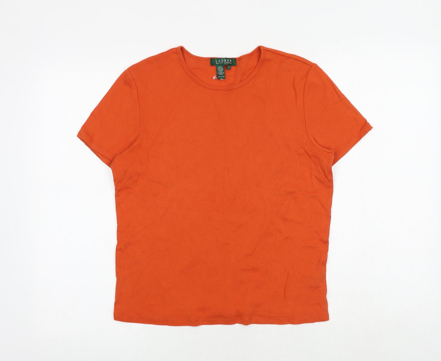 Ralph Lauren Womens Orange 100% Cotton Basic T-Shirt Size M Round Neck