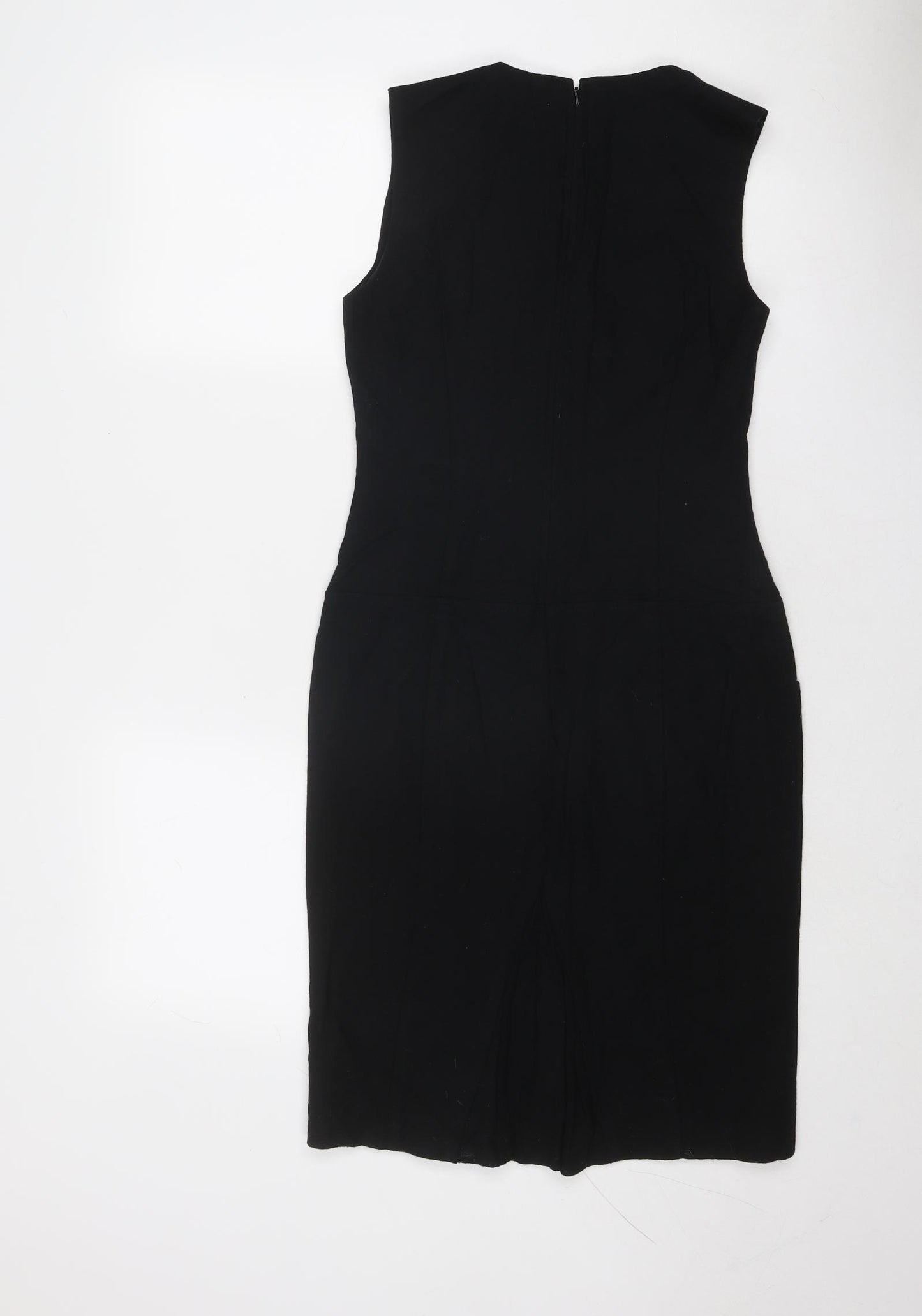 Ted Baker Womens Black Wool Shift Size 8 Round Neck Zip