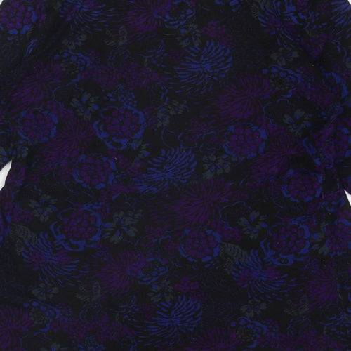 EWM Womens Multicoloured V-Neck Floral Polyester Pullover Jumper Size 16