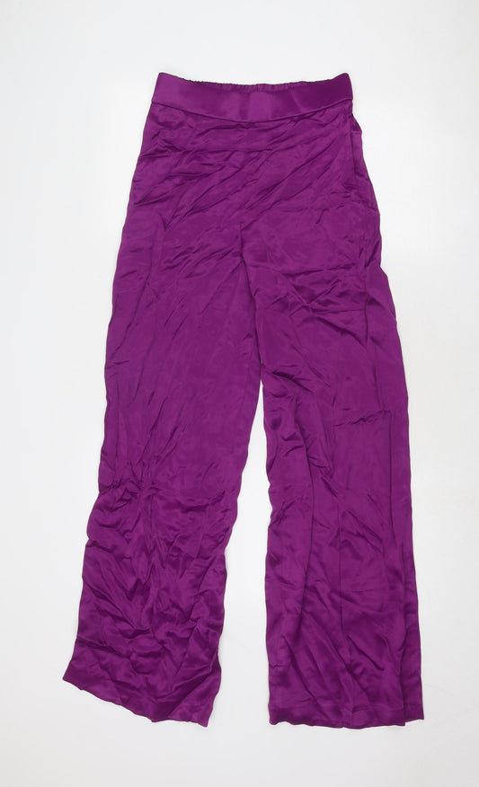 Marks and Spencer Womens Purple Viscose Trousers Size 8 Regular