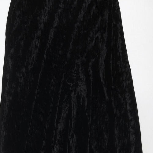 Marks and Spencer Womens Black Herringbone Polyester Trousers Size 8 Regular