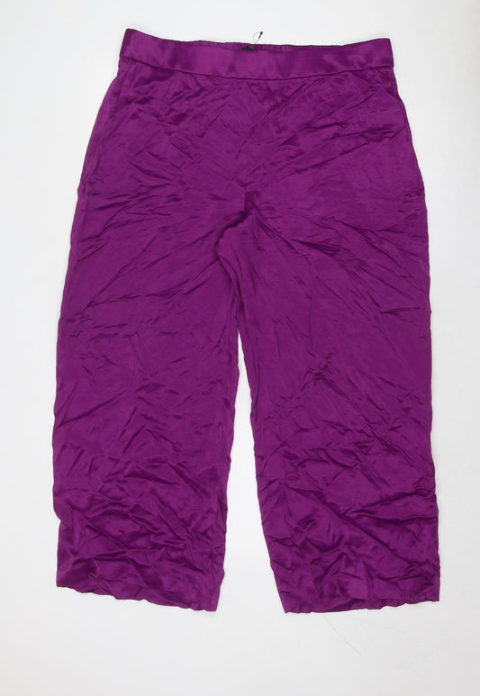 Marks and Spencer Womens Purple Viscose Trousers Size 20 Regular