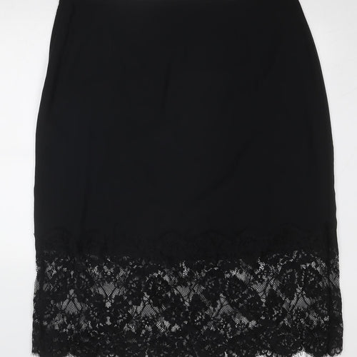 Marks and Spencer Womens Black Floral Polyester A-Line Skirt Size 22 Zip