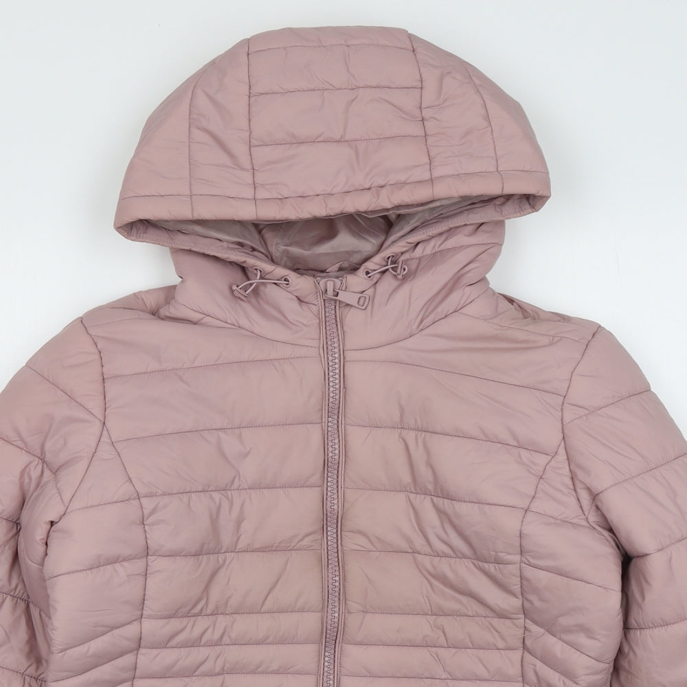 New Look Womens Pink Quilted Jacket Size 10 Zip