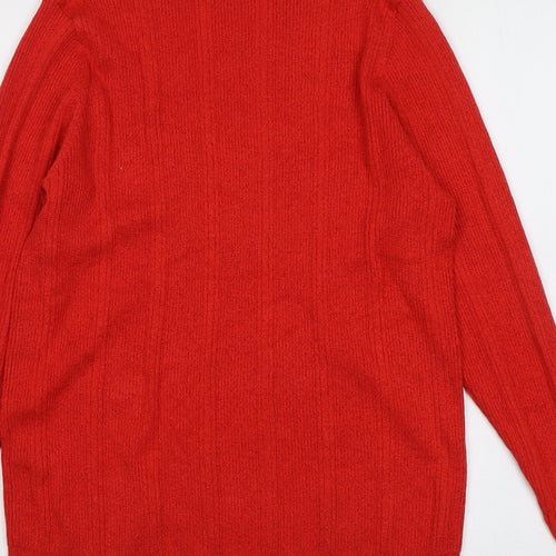 Marks and Spencer Womens Red V-Neck Viscose Pullover Jumper Size 18