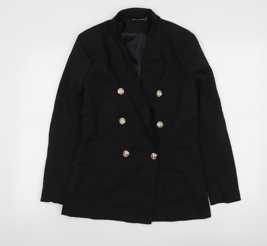 PRETTYLITTLETHING Womens Black Polyester Jacket Suit Jacket Size 8