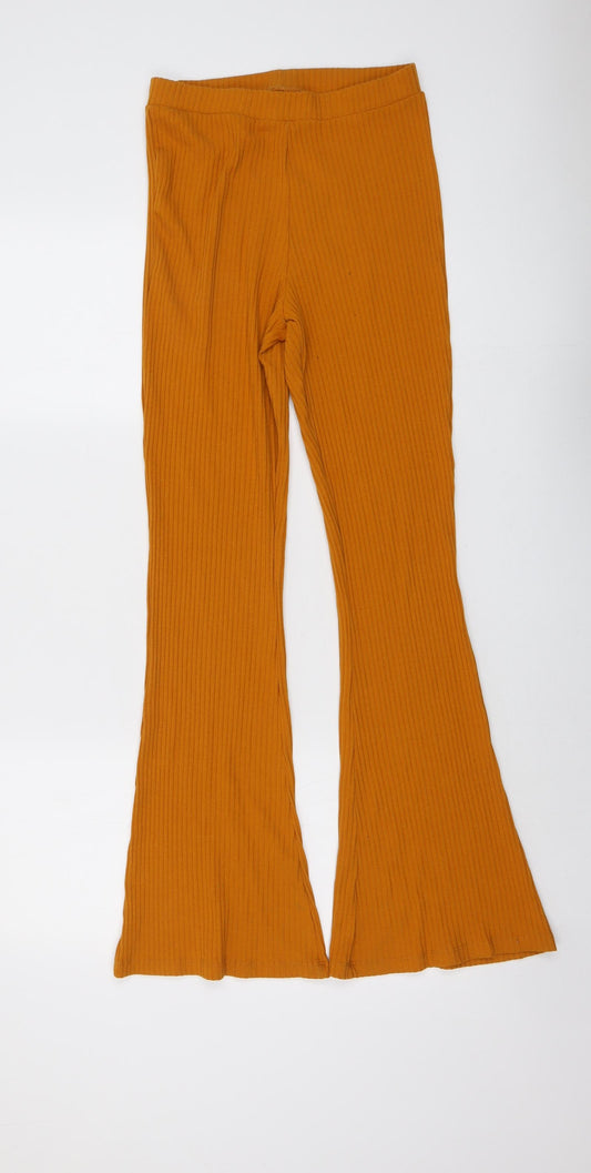 ASOS Womens Yellow Cotton Trousers Size 10 L30 in Regular