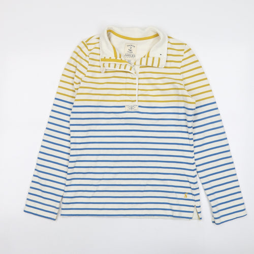 Joules Womens Multicoloured Striped Cotton Pullover Sweatshirt Size 10 Button