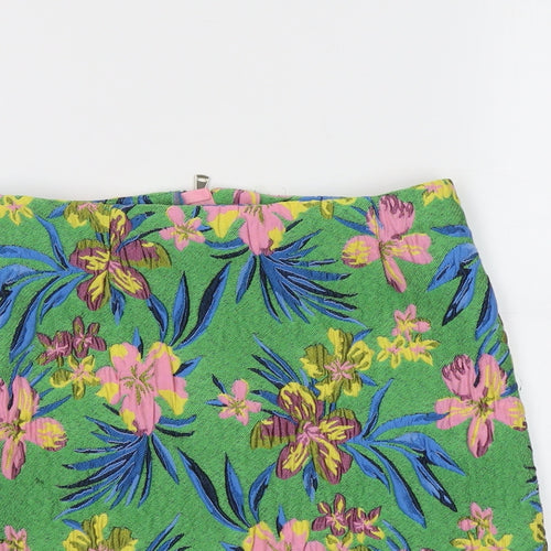 River Island Womens Multicoloured Floral Polyester A-Line Skirt Size 6 Zip