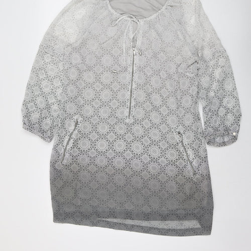 Mint Velvet Womens Grey Geometric Polyester A-Line Size 16 Round Neck Zip