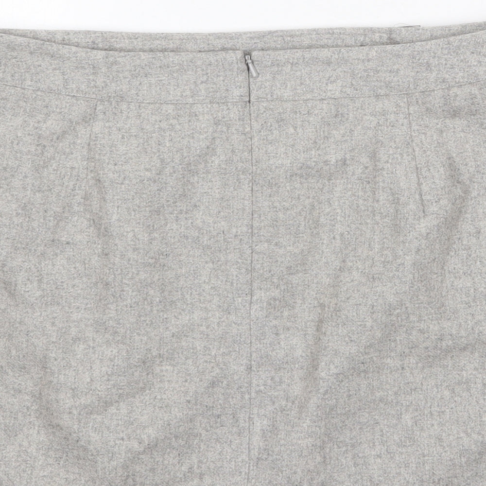 Mint Velvet Womens Grey Wool A-Line Skirt Size 14 Zip