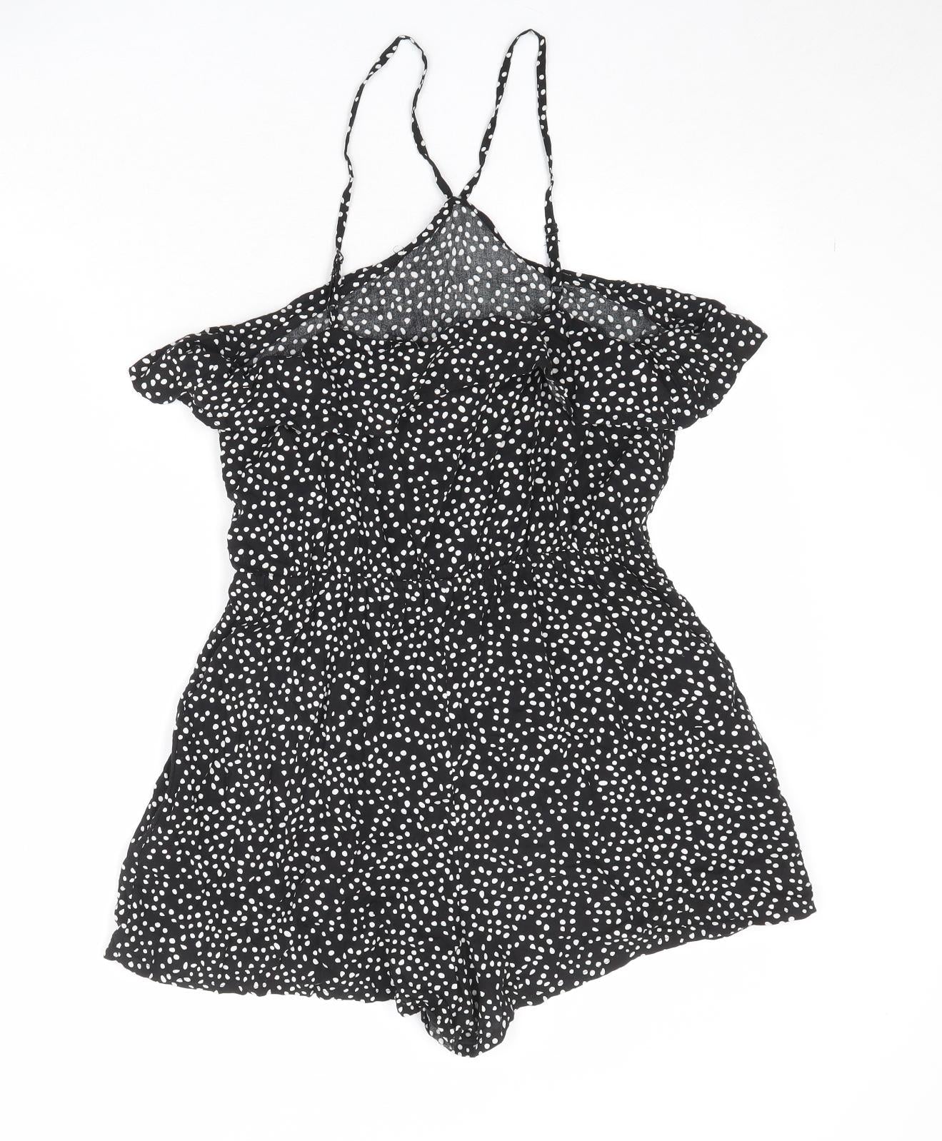 Divided by H&M Womens Black Polka Dot Viscose Playsuit One-Piece Size 16 Pullover