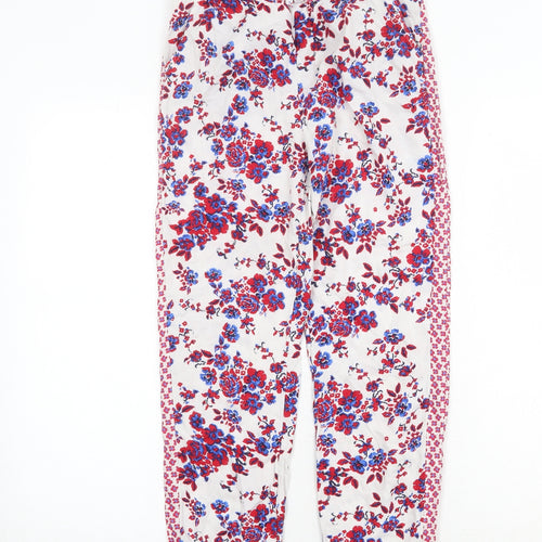Marks and Spencer Girls White Floral Viscose Capri Trousers Size 10-11 Years Regular Pullover