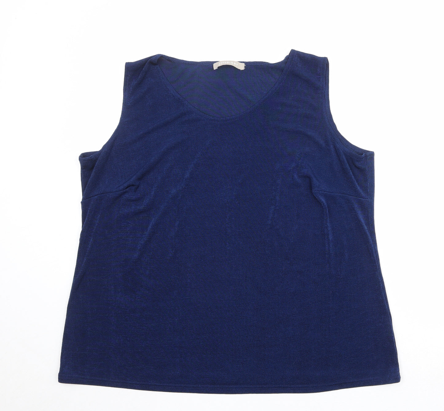 Anthology Womens Blue Polyester Basic Blouse Size 24 Scoop Neck