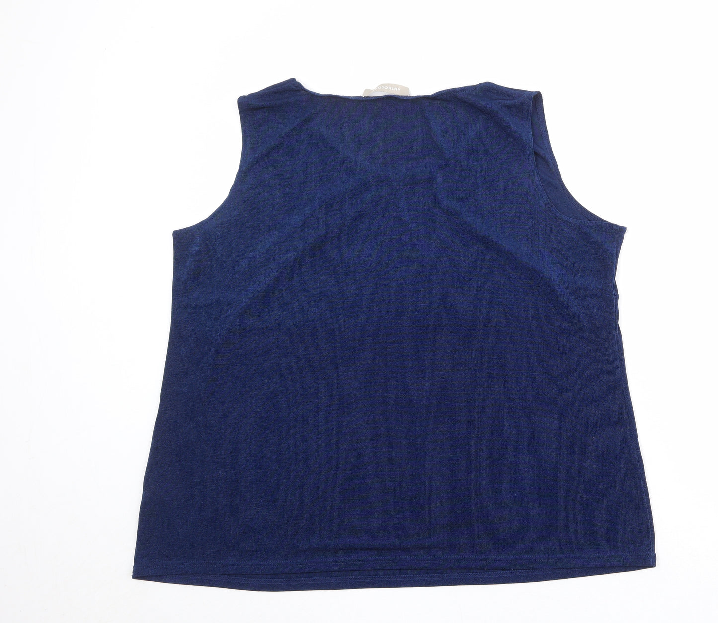 Anthology Womens Blue Polyester Basic Blouse Size 24 Scoop Neck