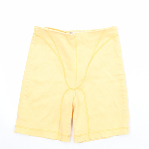 Zara Womens Yellow Cotton Sweat Shorts Size M Regular Pull On