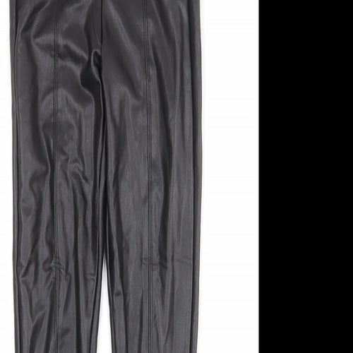 Marks and Spencer Womens Black Polyester Capri Leggings Size 8 - Faux Leather