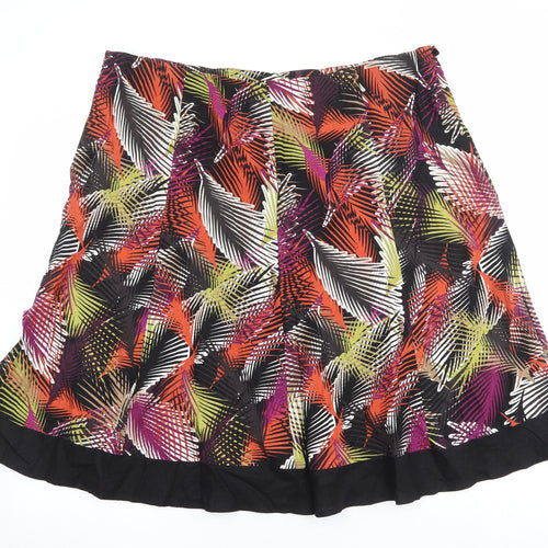 Bonmarché Womens Multicoloured Geometric Linen Swing Skirt Size 22 Zip
