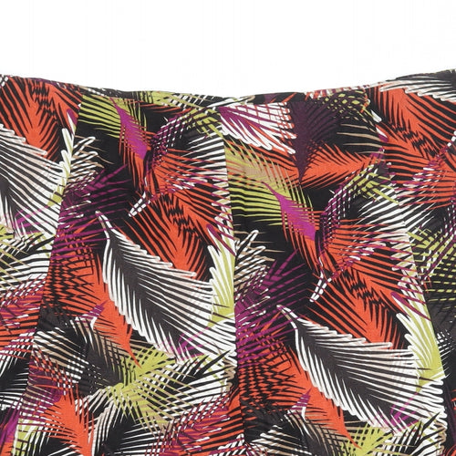 Bonmarché Womens Multicoloured Geometric Linen Swing Skirt Size 22 Zip