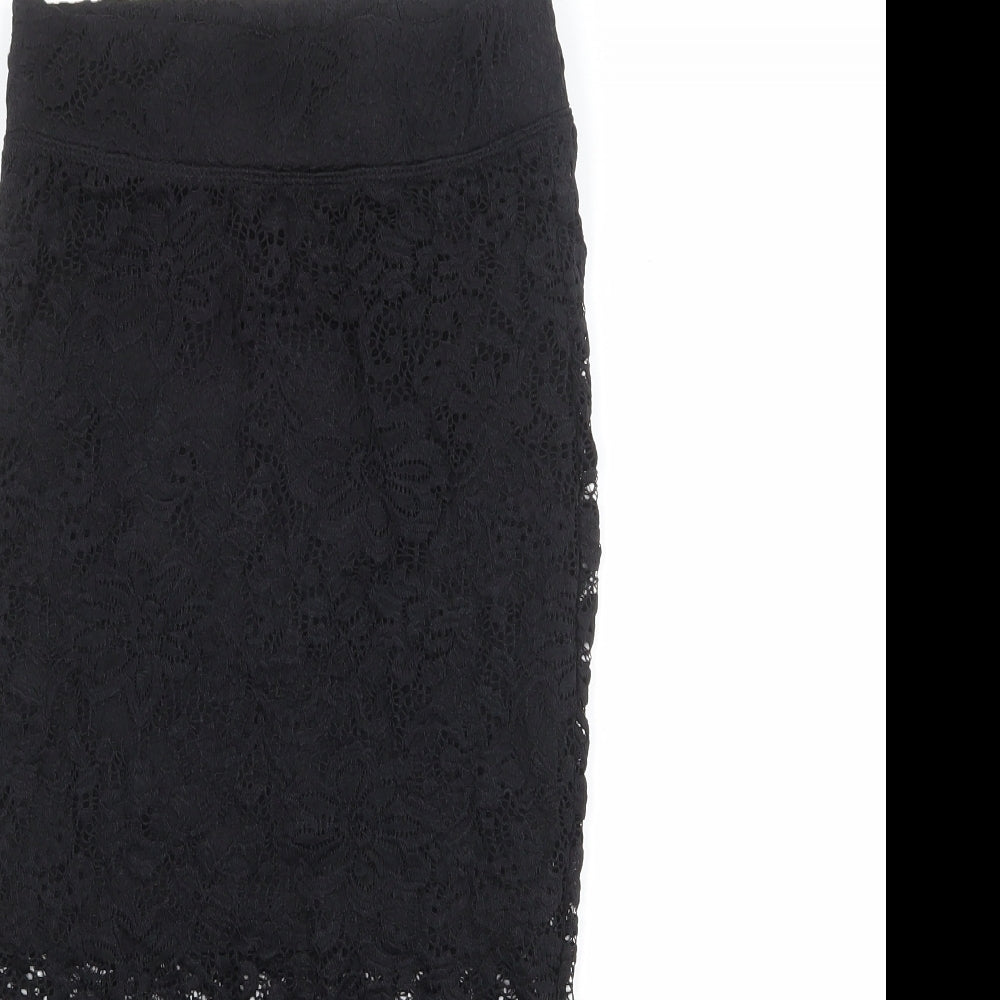 Divided by H&M Womens Black Geometric Polyamide A-Line Skirt Size XS