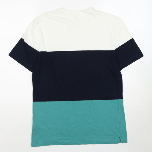 Marks and Spencer Mens Multicoloured Colourblock Cotton T-Shirt Size S Round Neck