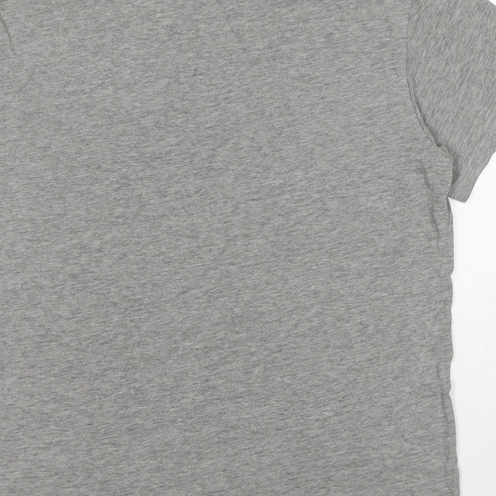 H&M Mens Grey Cotton T-Shirt Size M Round Neck