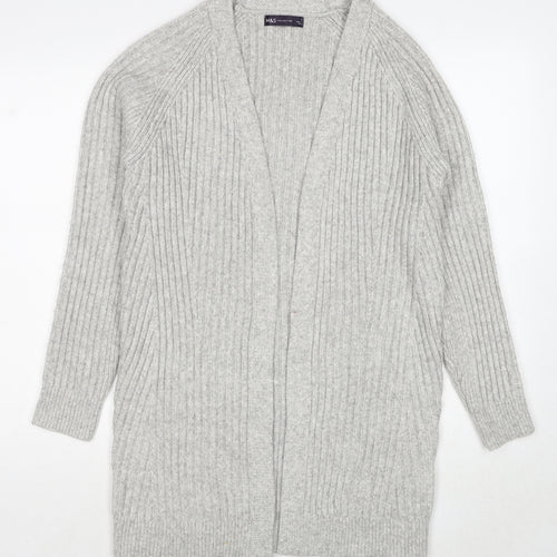Marks and Spencer Womens Grey V-Neck Acrylic Cardigan Jumper Size S