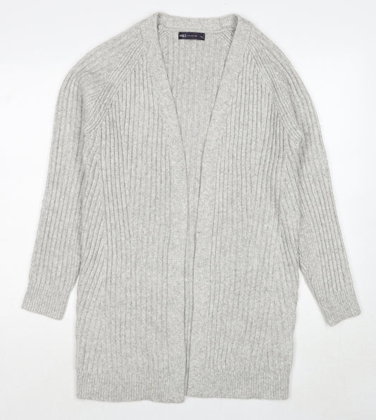 Marks and Spencer Womens Grey V-Neck Acrylic Cardigan Jumper Size S