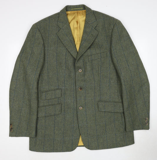 Alpendale Mens Green Geometric Wool Jacket Suit Jacket Size 42 Regular